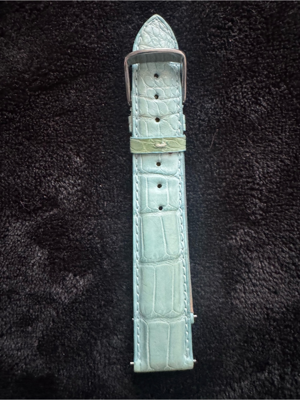 Michele Light Blue Genuine Alligator Leather Watchband